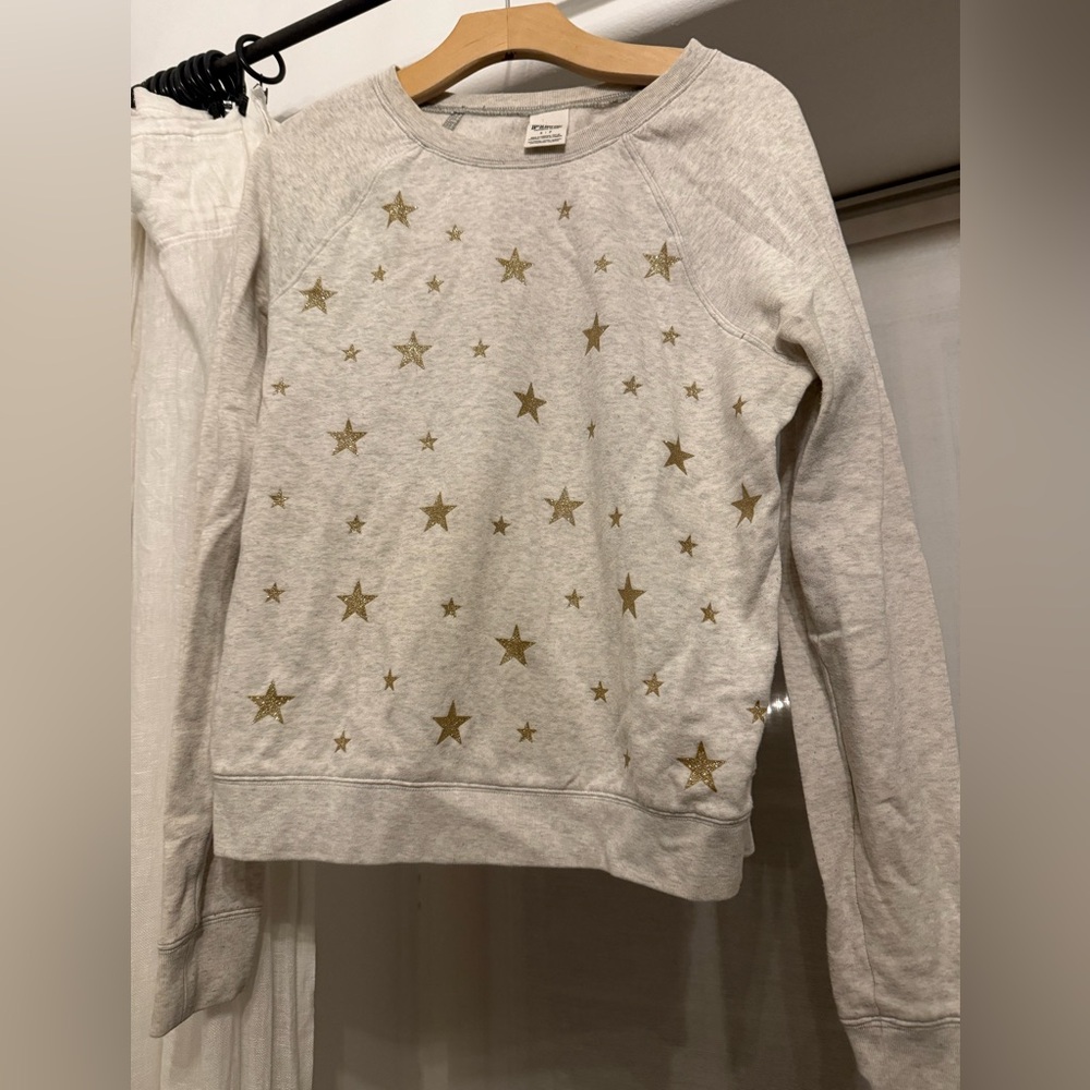 PINK Victoria's Secret Gray Sweatshirt with Gold Stars
